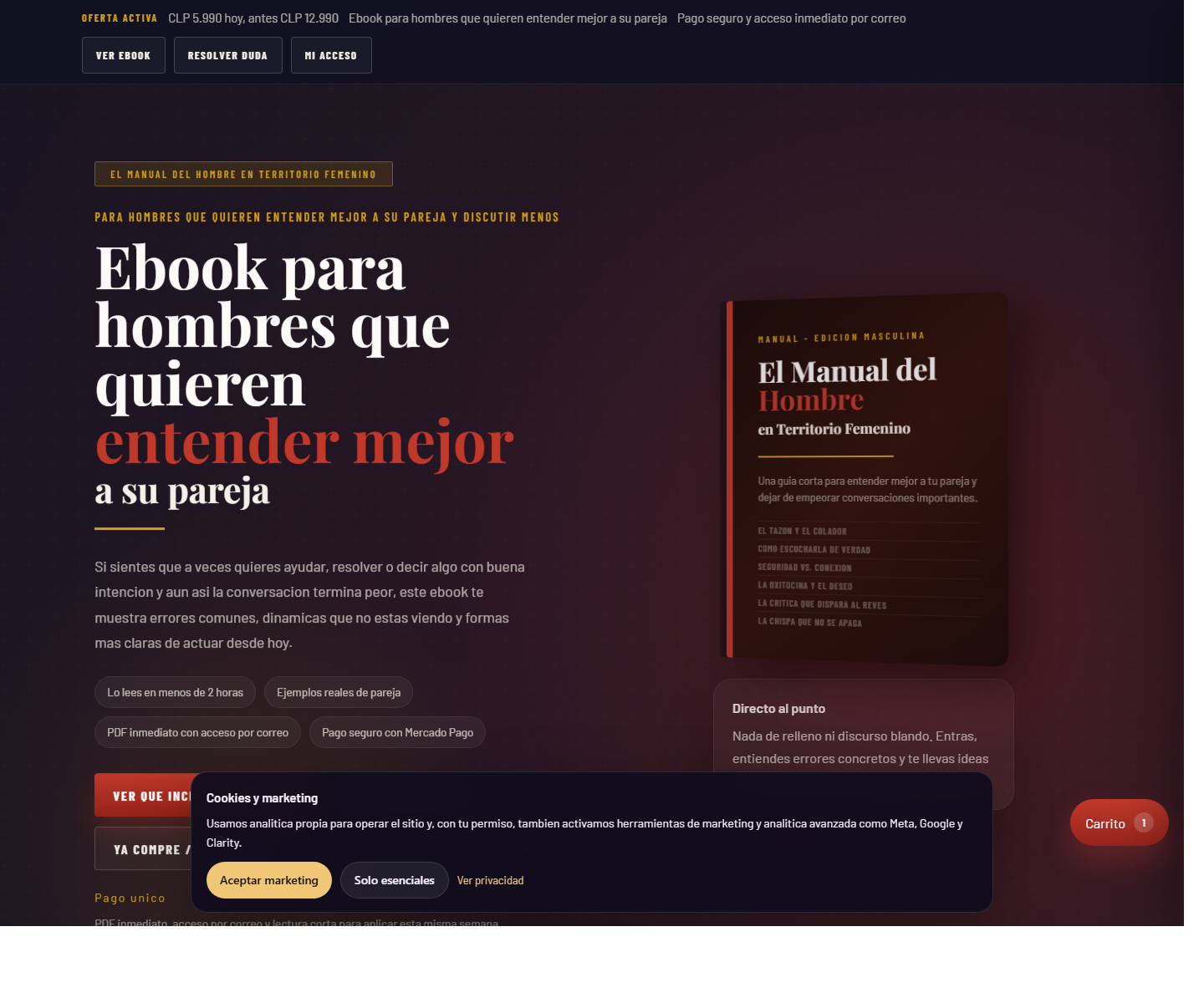 Vista previa de la landing El Manual del Hombre