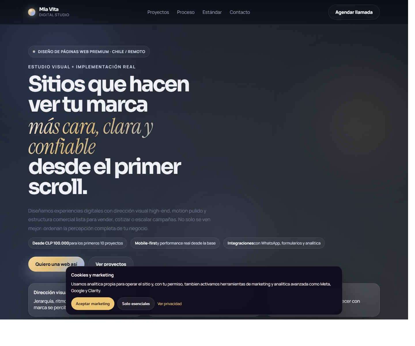 Vista previa del sitio institucional de Mia Vita Digital